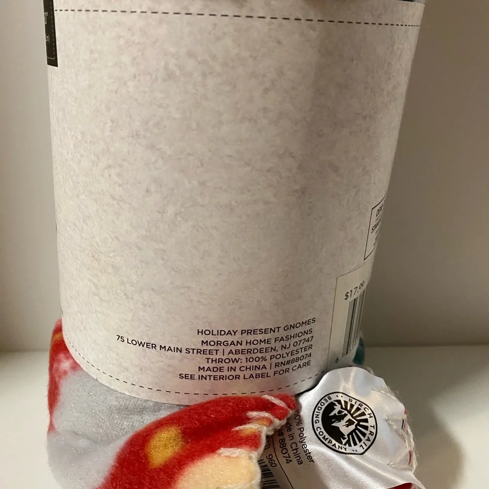 Birch Trail Fleece Blanket Christmas Throw Gnome for the Holidays 50X60